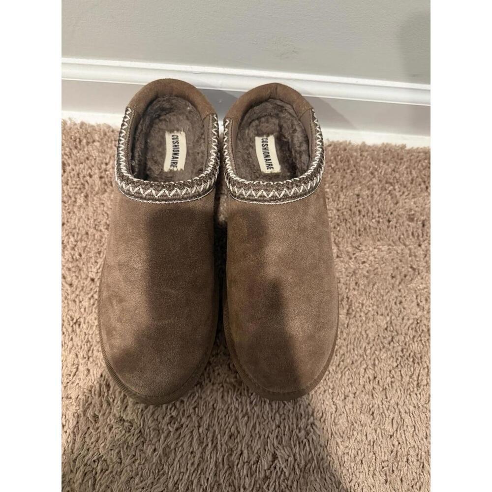 Cushionaire Women’s Brown Slip On Suede Mule Slipper Faux Fur Lining Sz10 - Picture 4 of 5